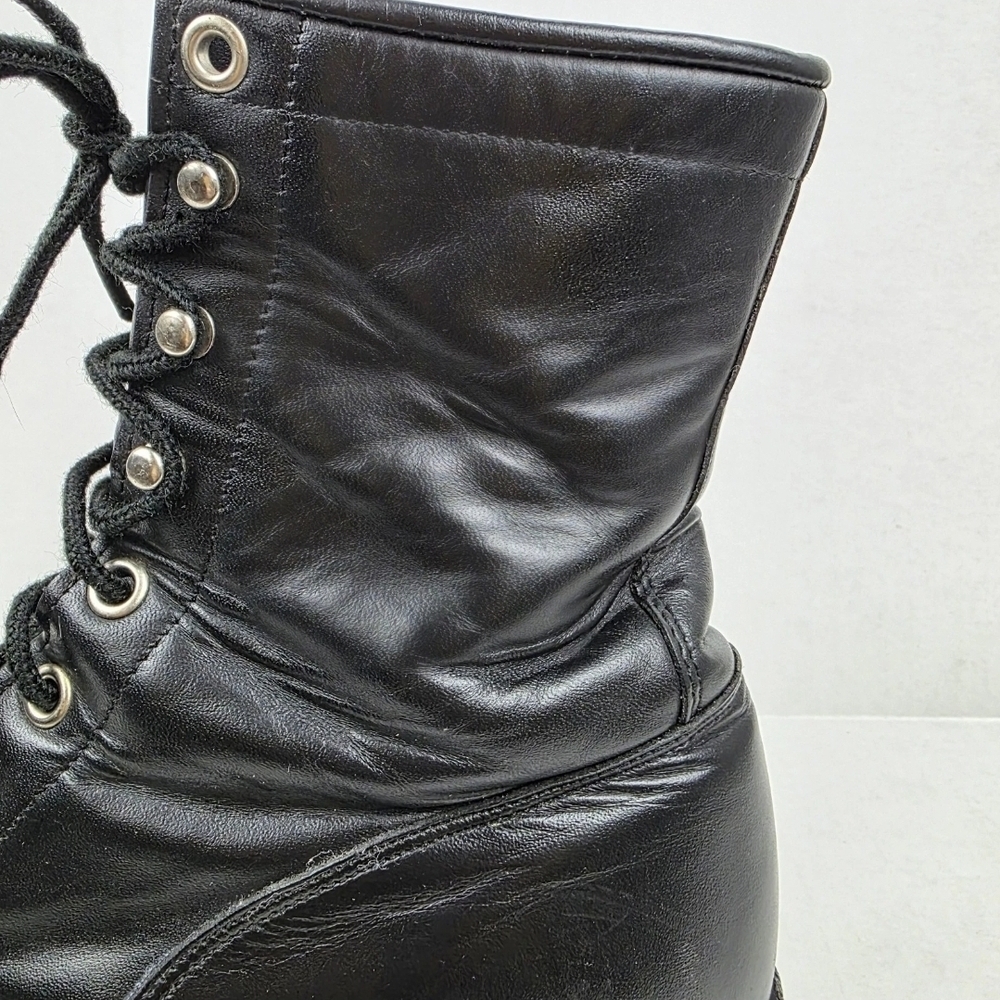 Justin Boots Black Combat Moto Boots Lace-Up Sz 6.5 - Picture 2 of 10